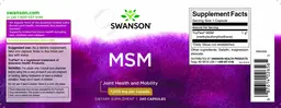 Label for MSM 1,000 mg