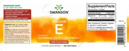 Label for Natural Vitamin E 1,000 IU