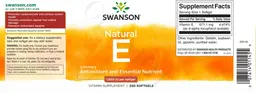Label for Natural Vitamin E 1,000 IU