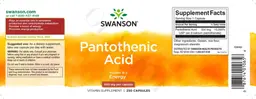 Label for Pantothenic Acid 500 mg