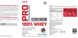 Label for 100% Whey Cookies & Cream