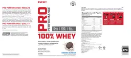 Label for 100% Whey Cookies & Cream
