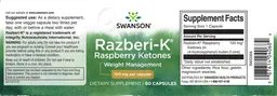 Label for Razberi-K Raspberry Ketones 100 mg