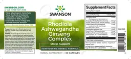 Label for Rhodiola Ashwagandha Ginseng Complex