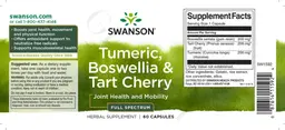 Label for Turmeric, Boswellia & Tart Cherry