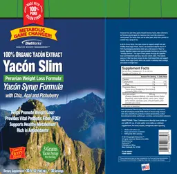 Label for Yacon Slim With Chia And Acai