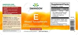 Label for Vitamin E Mixed Tocopherols 200 IU