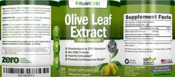 Label for Olive Leaf Extract 750 mg