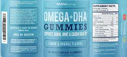 Label for Omega + DHA Gummies Lemon & Orange Flavors