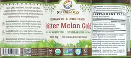 Label for Bitter Melon Gold 500 mg