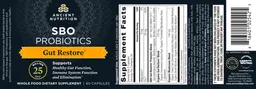Label for SBO Probiotics Gut Restore 25 Billion CFU