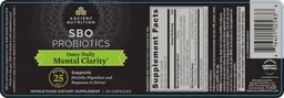 Label for SBO Probioitcs Once Daily Mental Clarity 25 Billion CFU