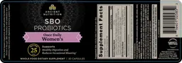 Label for SBO Probiotics Women's Once Daily 25 Billion CFU