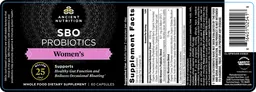 Label for SBO Probiotics Women's 25 Billion CFU