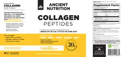 Label for Collagen Peptides Vanilla Flavor