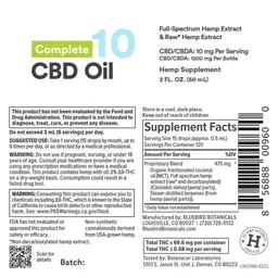 Label for Complete CBD Oil 10 mg