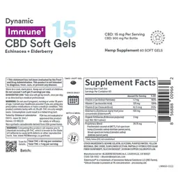 Label for Dynamic Immune CBD Soft Gels 15 mg