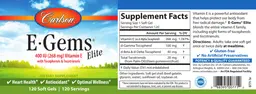 Label for E-Gems Elite 400 IU (268 mg)