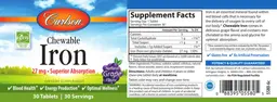 Label for Chewable Iron 27 mg Natural Grape Flavor