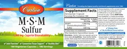Label for M-S-M Sulfur 1,000 mg