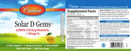 Label for Solar D Gems 6,000 IU (150 mcg) Natural Lemon Flavor