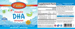 Label for Kid's Chewable DHA 100 mg Bursting Orange Flavor!