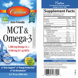 Label for MCT & Omega-3 Natural Lemon Lime Flavor