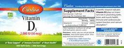 Label for Vitamin D3 2,000 IU (50 mcg)