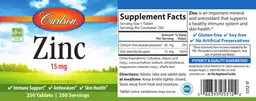 Label for Zinc 15 mg