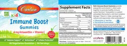 Label for Kid's Immune Boost Gummies Natural Cherry Flavor