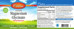 Label for Chelated Magnesium Glycinate 400 mg