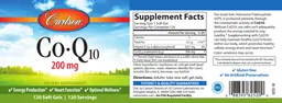 Label for Co-Q10 200 mg