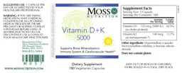 Label for Vitamin D + K 5000