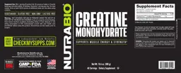 Label for Creatine Monohydrate
