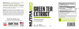 Label for Green Tea Extract 500 mg