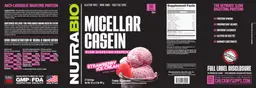 Label for Micellar Casein Strawberry Ice Cream