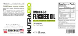 Label for Omega 3-6-9 Flaxseed Oil 1,000 mg