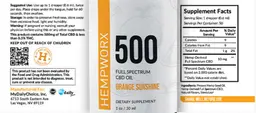 Label for 500 Full Spectrum CBD Oil Orange Sunshine