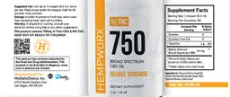 Label for 750 Broad Spectrum CBD Oil Orange Sunshine