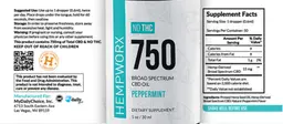 Label for 750 Broad Spectrum CBD Oil Peppermint
