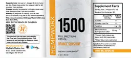 Label for 1500 Full Spectrum CBD Oil Orange Sunshine