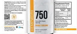 Label for 750 Full Spectrum CBD Oil Orange Sunshine