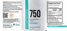 Label for 750 Full Spectrum CBD Oil Peppermint
