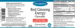 Label for Red Ginseng Energy Chewable