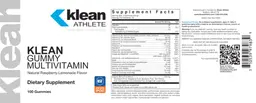 Label for Klean Gummy Multivitamin Natural Raspberry-Lemonade Flavor