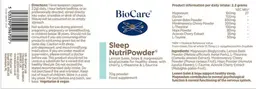 Label for Sleep NutriPowder