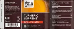 Label for Turmeric Supreme Extra Strength