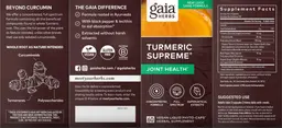Label for Turmeric Supreme Joint Health
