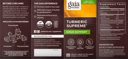Label for Turmeric Supreme Sinus Support