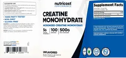 Label for Creatine Monohydrate 5 g Unflavored
